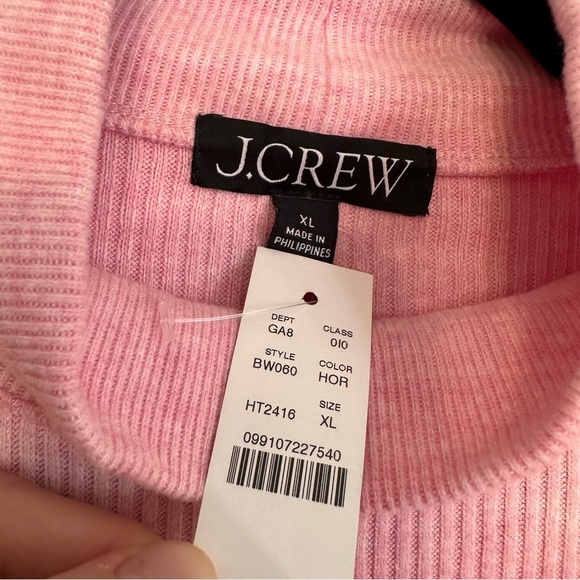 J Crew Brushed Rib Puff Sleeve Mockneck Sweater Tee XL Orchid Pink - Picture 4 of 7